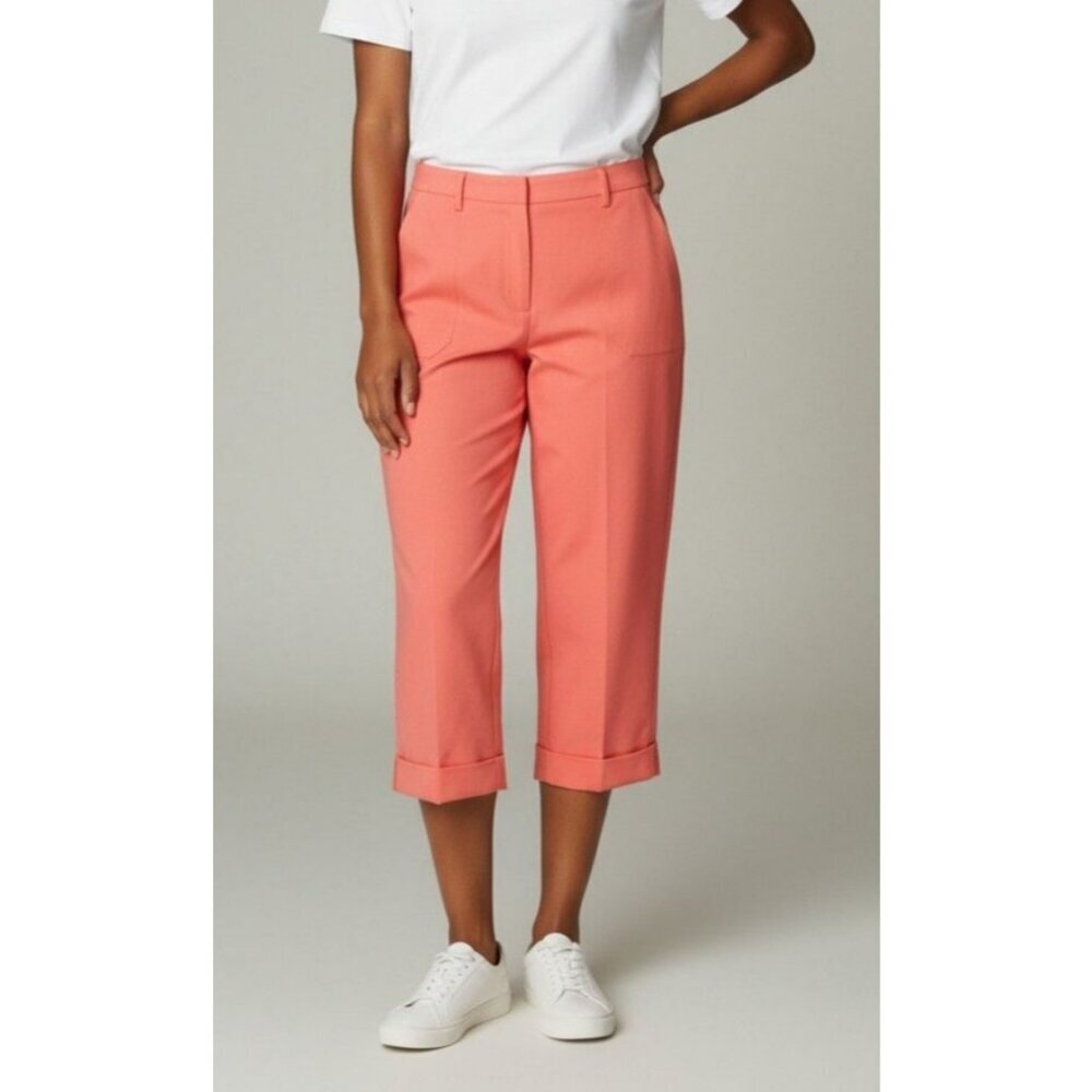 Alfred Dunner Coral Cuffed Capris Comfort Waist Flat Front Pants Size 12